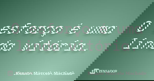 O esforço é uma linda vitória.... Frase de Renato Marcelo Machado.