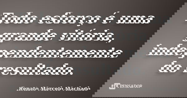 Todo esforço é uma grande vitória, independentemente do resultado.... Frase de Renato Marcelo Machado.