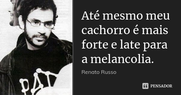 Até mesmo meu cachorro é mais forte e late para a melancolia.... Frase de Renato Russo.