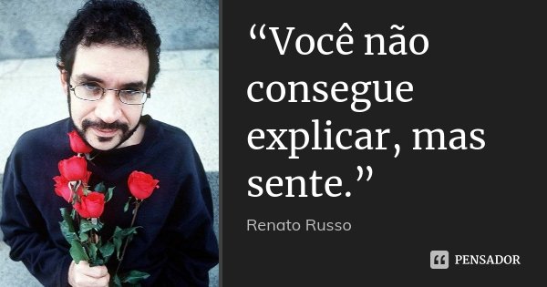 “Você não consegue explicar, mas sente.”... Frase de Renato Russo.