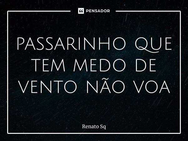 ⁠passarinho que tem medo de vento não voa... Frase de Renato Sq.