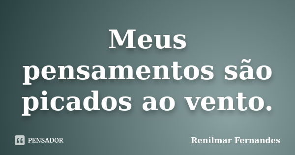 Meus pensamentos são picados ao vento.... Frase de Renilmar Fernandes.