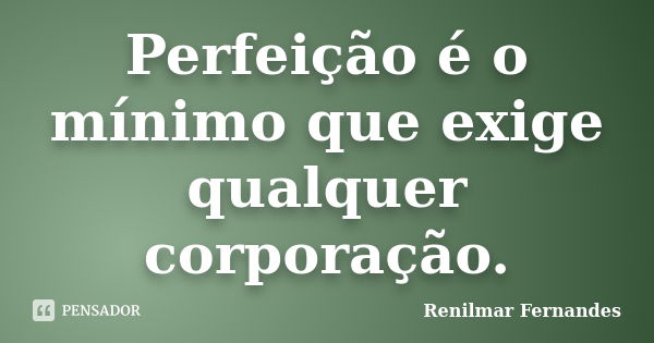 Perfeição é o mínimo que exige qualquer corporação.... Frase de Renilmar Fernandes.