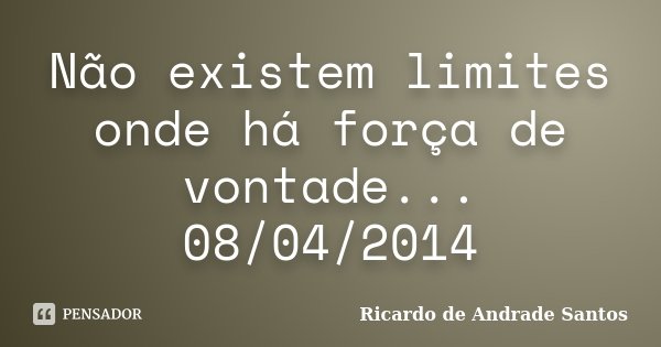 Não existem limites onde há força de vontade... 08/04/2014... Frase de Ricardo de Andrade Santos.