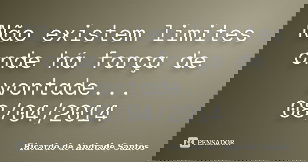 Não existem limites onde há força de vontade... 08/04/2014... Frase de Ricardo de Andrade Santos.