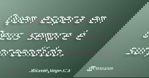 Quem espera em Deus sempre é surpreendido.... Frase de Ricardo Jorge C.A..
