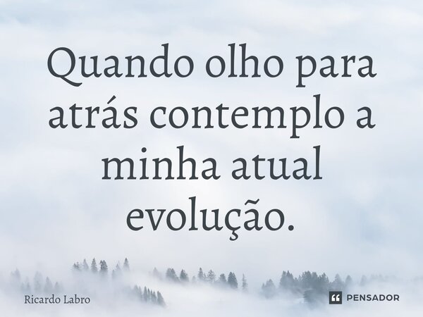 ⁠⁠Quando olho para atrás contemplo a minha atual evolução.... Frase de Ricardo Labro.