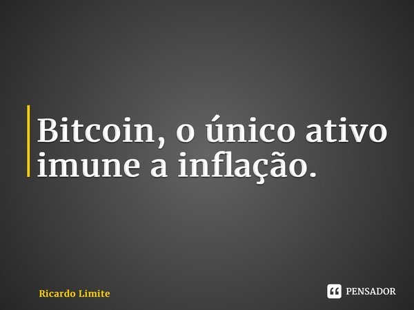 ⁠Bitcoin, o único ativo imune a inflação.... Frase de Ricardo Limite.