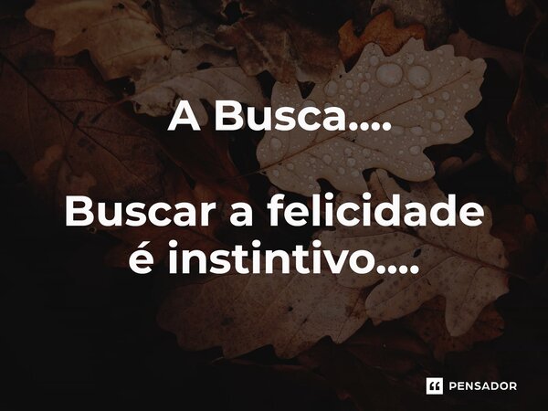 ⁠ A Busca.... Buscar a felicidade é instintivo....... Frase de Ricardo Melen..