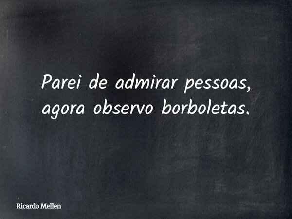 Parei de admirar pessoas, agora observo borboletas.... Frase de Ricardo Mellen.