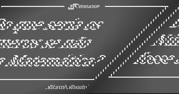 Do que seria os Números se não fosse a Matemática?... Frase de Ricardo Rossini.