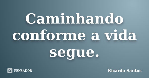 Caminhando conforme a vida segue.... Frase de Ricardo Santos.