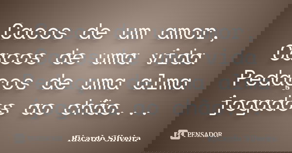 Cacos de um amor, Cacos de uma vida Pedaços de uma alma jogados ao chão...... Frase de Ricardo Silveira.