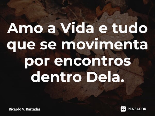 ⁠Amo a Vida e tudo que se movimenta por encontros dentro Dela.... Frase de Ricardo V. Barradas.