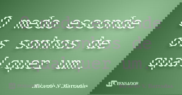 O medo esconde os sonhos de qualquer um.... Frase de RICARDO V. BARRADAS.