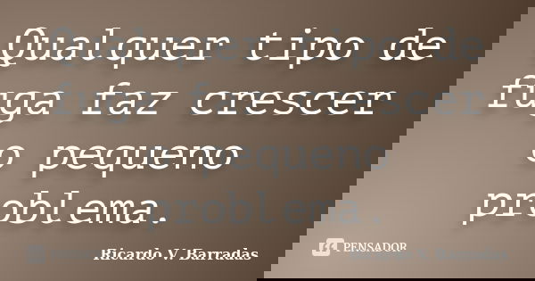 Qualquer tipo de fuga faz crescer o pequeno problema.... Frase de RICARDO V. BARRADAS.