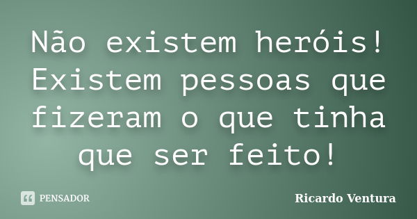 Não existem heróis! Existem pessoas que fizeram o que tinha que ser feito!... Frase de Ricardo Ventura.