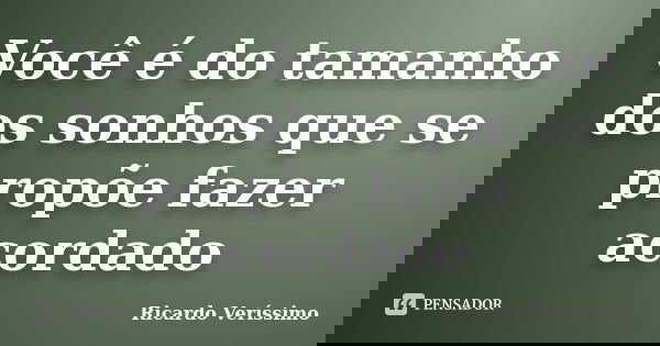 Você é do tamanho dos sonhos que se propõe fazer acordado... Frase de Ricardo Veríssimo.
