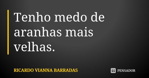 Tenho medo de aranhas mais velhas.... Frase de Ricardo Vianna Barradas.