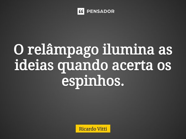⁠O relâmpago ilumina as ideias quando acerta os espinhos.... Frase de Ricardo Vitti.