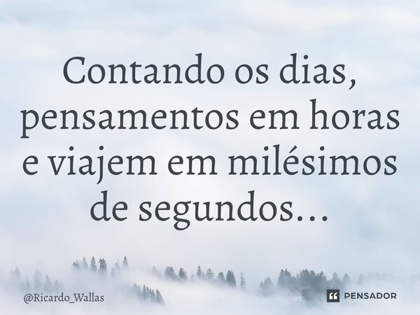 ⁠Contando os dias, pensamentos em horas e viajem em milésimos de segundos...... Frase de Ricardo_Wallas.