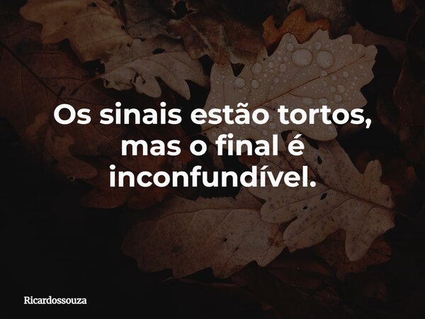 Os sinais estão tortos, mas o final é inconfundível.... Frase de Ricardossouza.