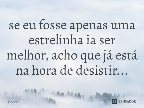 se eu fosse apenas uma estrelinha ia ser melhor, acho que já está na hora de desistir...... Frase de ricoo0.