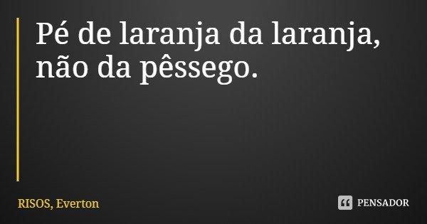 Pé de laranja da laranja, não da pêssego.... Frase de RISOS, Everton.