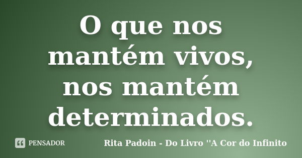 O que nos mantém vivos, nos mantém determinados.... Frase de Rita Padoin - Do Livro ''A Cor do Infinito.