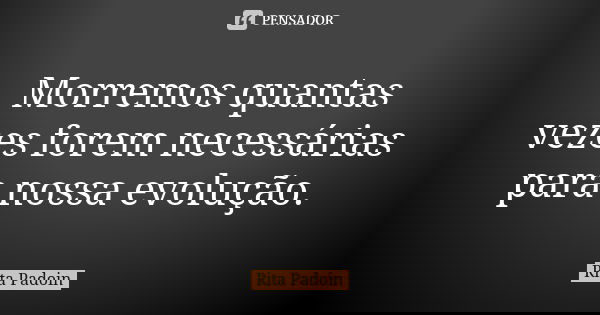 Morremos quantas vezes forem necessárias para nossa evolução.... Frase de Rita Padoin.