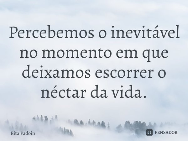 ⁠Percebemos o inevitável no momento em que deixamos escorrer o néctar da vida.... Frase de Rita Padoin.