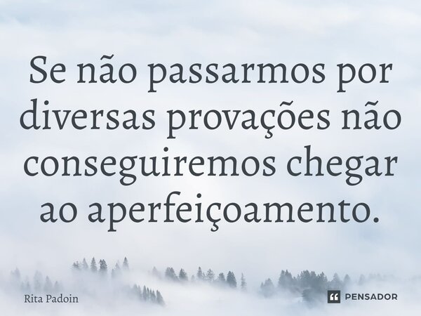 ⁠Se não passarmos por diversas provações não conseguiremos chegar ao aperfeiçoamento.... Frase de Rita Padoin.