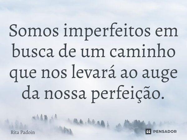 ⁠Somos imperfeitos em busca de um caminho que nos levará ao auge da nossa perfeição.... Frase de Rita Padoin.