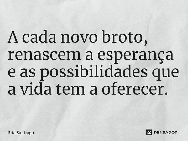 ⁠A cada novo broto, renascem a esperança e as possibilidades que a vida tem a oferecer.... Frase de Rita Santiago.