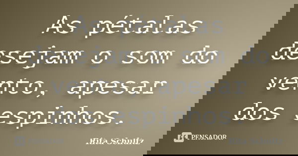 As pétalas desejam o som do vento, apesar dos espinhos.... Frase de Rita Schultz.