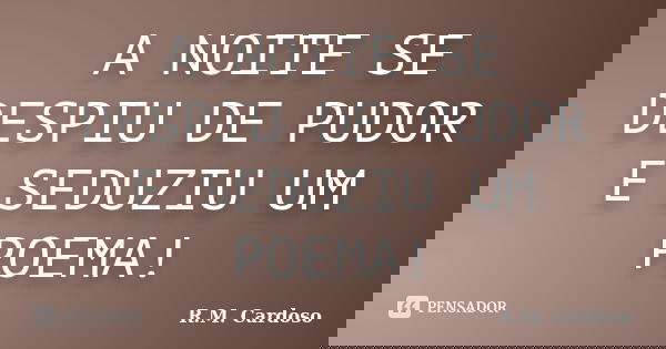 A NOITE SE DESPIU DE PUDOR E SEDUZIU UM POEMA!... Frase de R.M. Cardoso.
