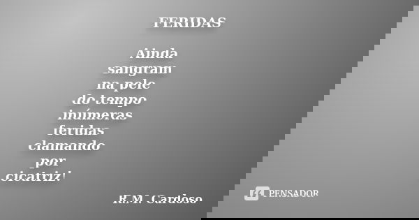 FERIDAS Ainda sangram na pele do tempo inúmeras feridas clamando por cicatriz!... Frase de R.M. Cardoso.