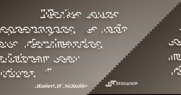 "Deixe suas esperanças, e não seus ferimentos, moldarem seu futuro."... Frase de Robert H. Schuller.