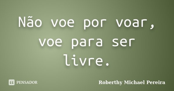 Não voe por voar, voe para ser livre.... Frase de Roberthy Michael Pereira.