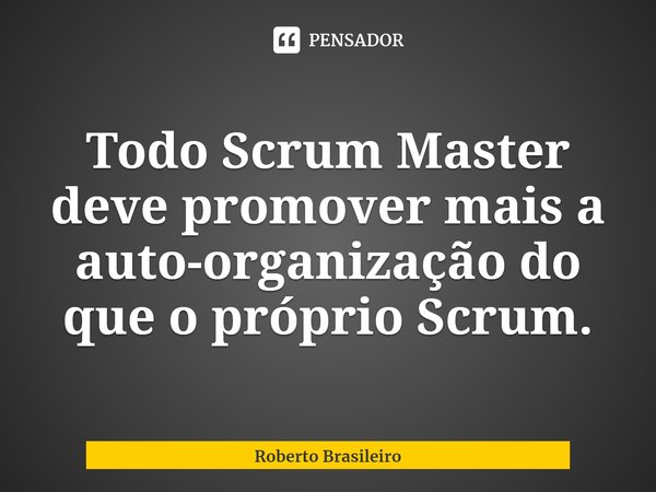 ⁠Todo Scrum Master deve promover mais a auto-organização do que o próprio Scrum.... Frase de Roberto Brasileiro.