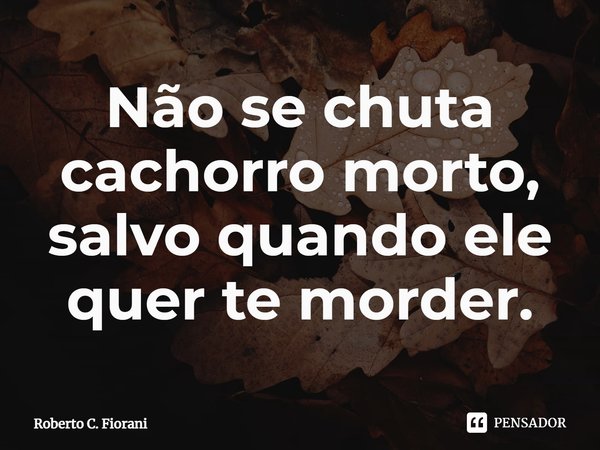 ⁠Não se chuta cachorro morto, salvo quando ele quer te morder.... Frase de Roberto C. Fiorani.