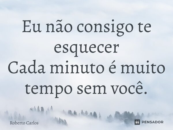 ⁠Eu não consigo te esquecer Cada minuto é muito tempo sem você.... Frase de Roberto Carlos.