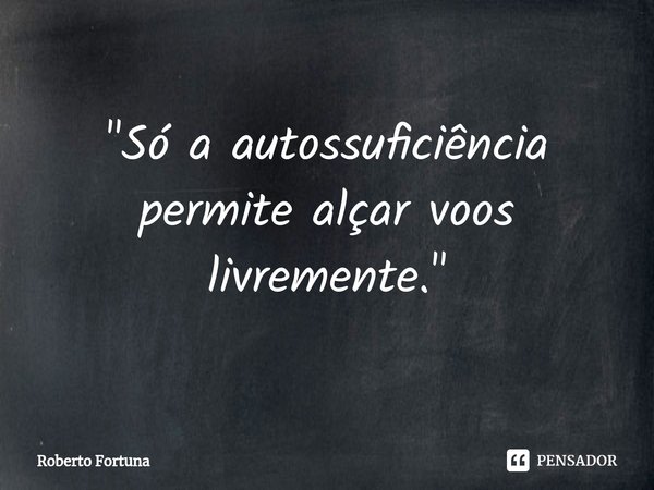 ⁠"Só a autossuficiência permite alçar voos livremente."... Frase de Roberto Fortuna.