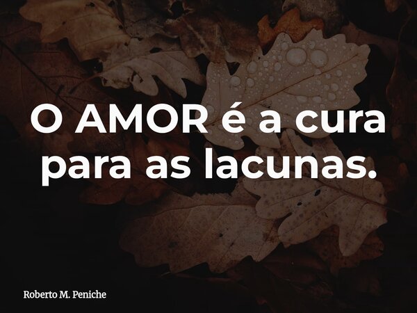 O AMOR é a cura para as lacunas.... Frase de Roberto M. Peniche.
