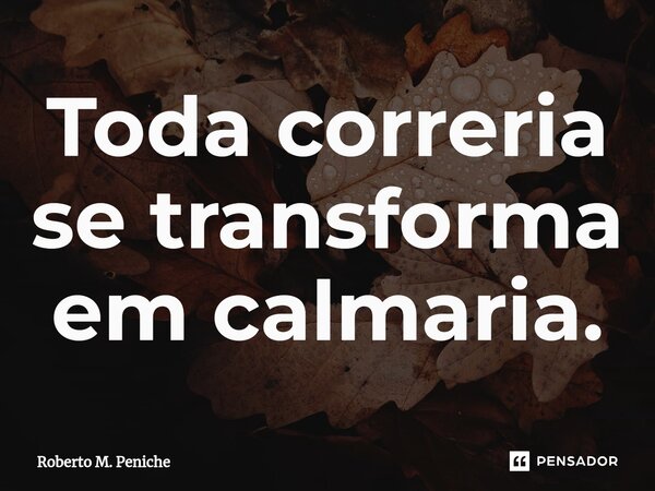 ⁠⁠Toda correria se transforma em calmaria.... Frase de Roberto M. Peniche.