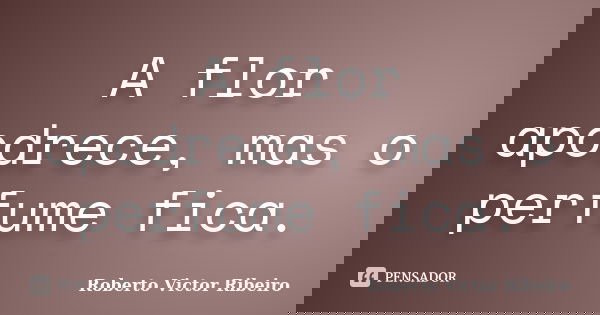 A flor apodrece, mas o perfume fica.... Frase de Roberto Victor Ribeiro.