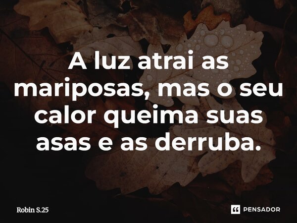 ⁠A luz atrai as mariposas, mas o seu calor queima suas asas e as derruba.... Frase de Robin S.25.