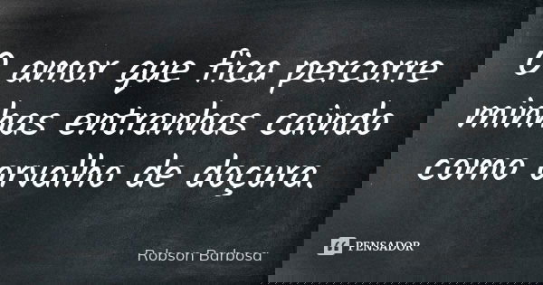 O amor que fica percorre minhas entranhas caindo como orvalho de doçura.... Frase de Robson Barbosa.