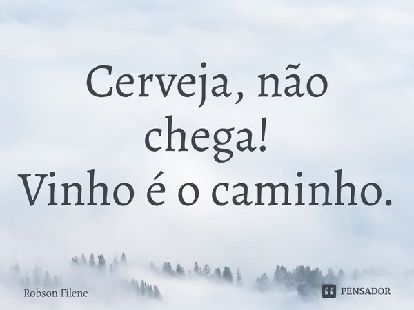 ⁠Cerveja, não chega!
Vinho é o caminho.... Frase de Robson Filene.