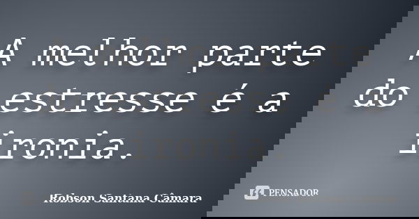 A melhor parte do estresse é a ironia.... Frase de Robson Santana Câmara.